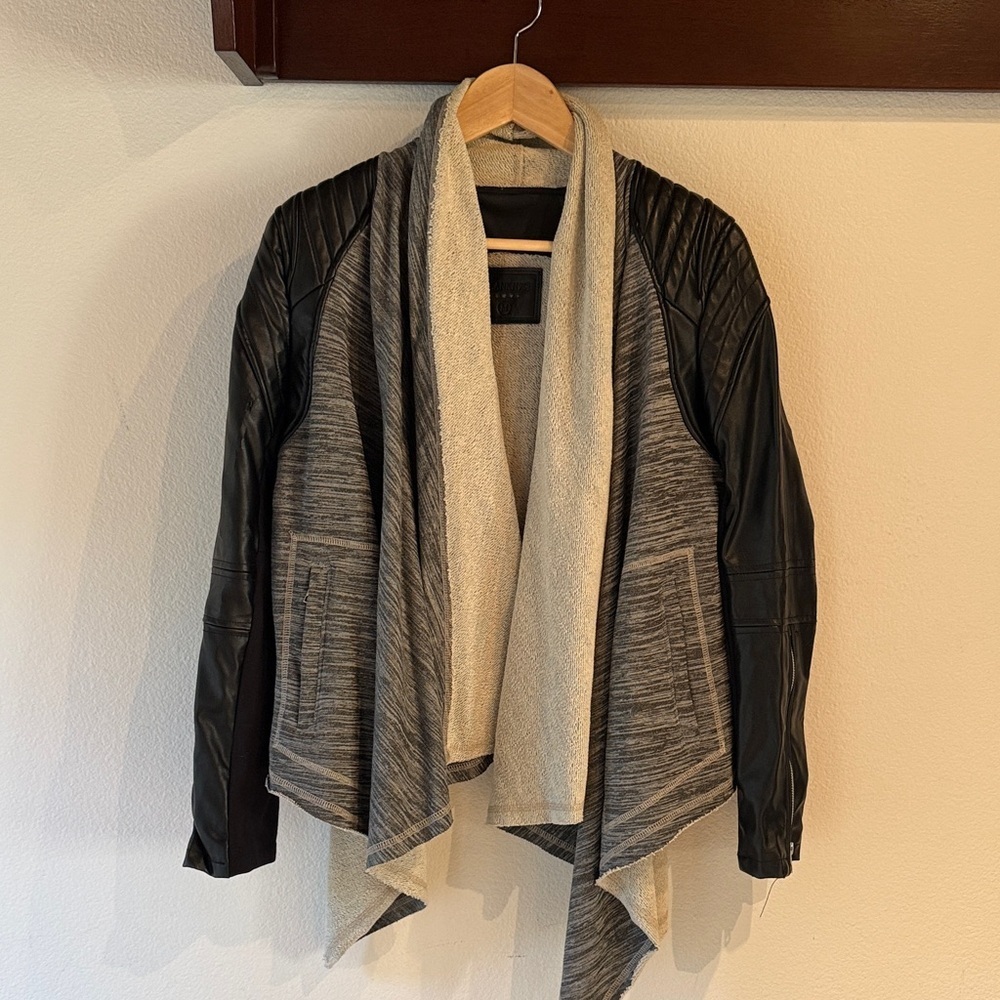 Blank NYC Faux Leather Moto Drape French Terry Wrap Jacket, Size M, FLAWED - Picture 4 of 14